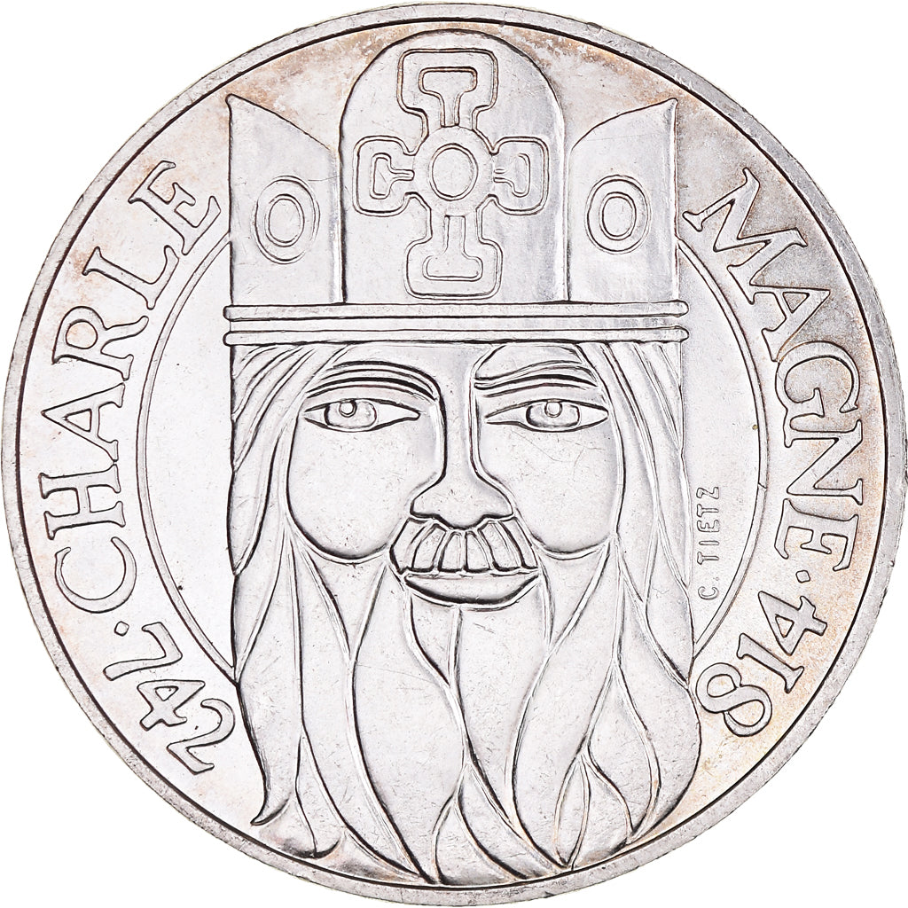 Coin, France, Charlemagne, 100 Francs, 1990, AU(55-58), Silver, KM:982