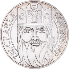 Moeda, França, Charlemagne, 100 Francs, 1990, AU(55-58), Prata, KM:982