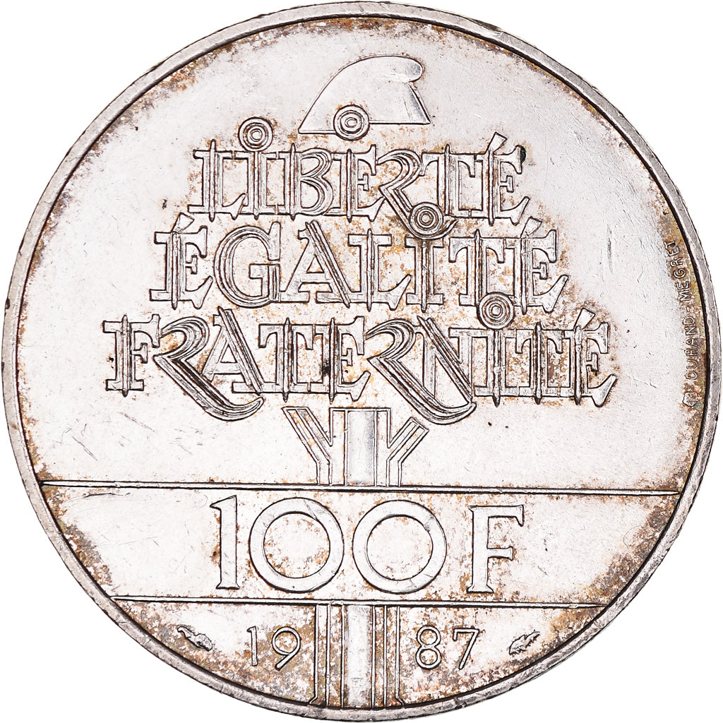 Coin, France, Lafayette, 100 Francs, 1987, EF(40-45), Silver, KM:962