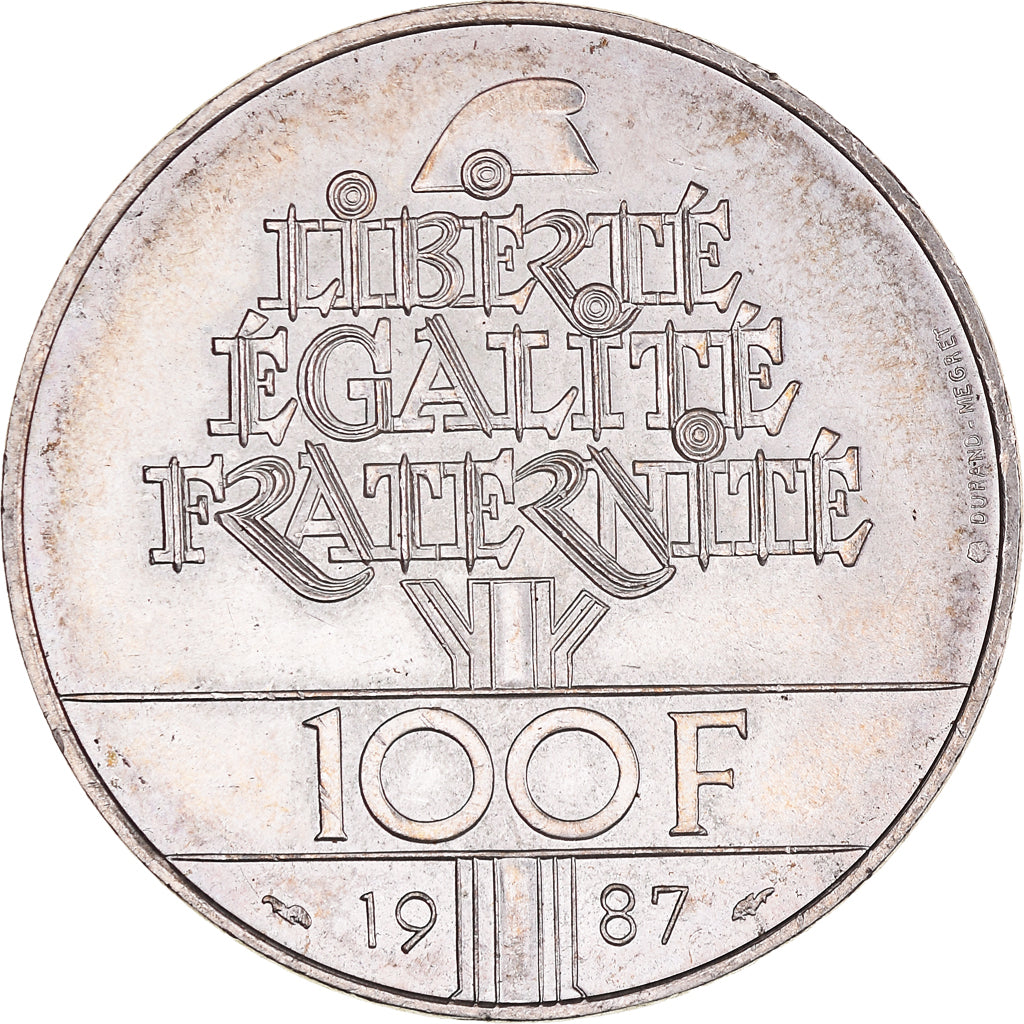 Coin, France, Lafayette, 100 Francs, 1987, AU(55-58), Silver, KM:962