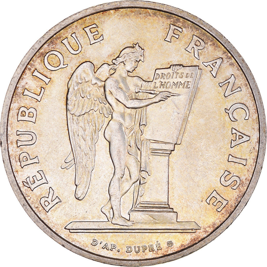 Coin, France, Droits de l'Homme, 100 Francs, 1989, AU(50-53), Silver, KM:970