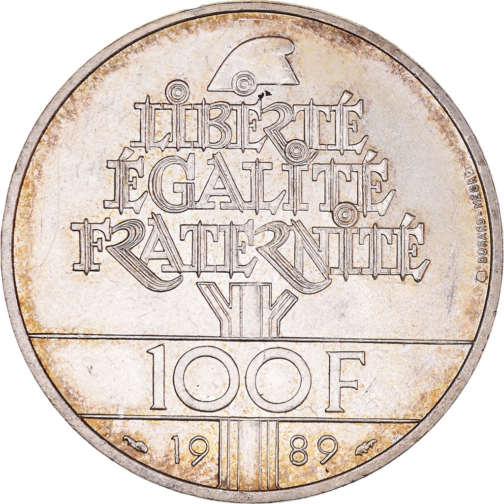 Coin, France, Droits de l'Homme, 100 Francs, 1989, AU(50-53), Silver, KM:970
