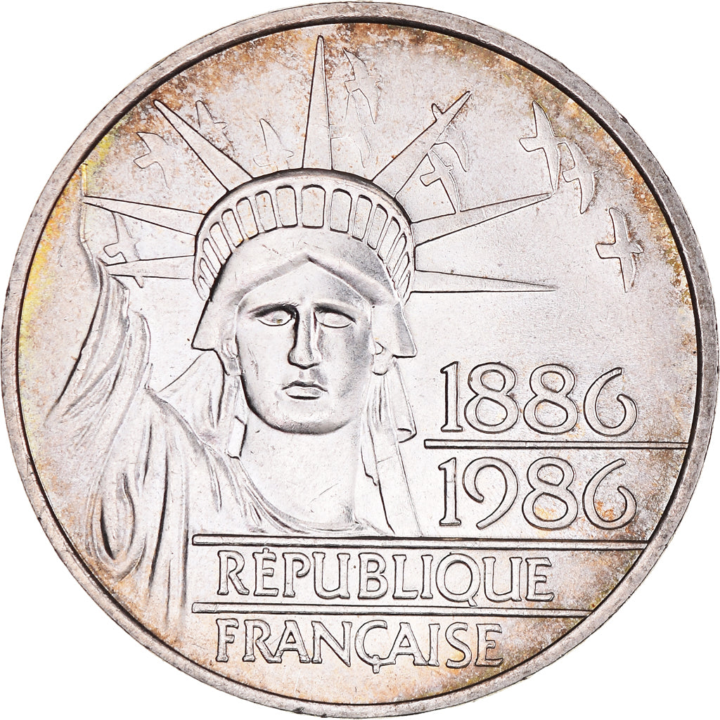 Coin, France, Statue de la Liberté, 100 Francs, 1986, AU(55-58), Silver