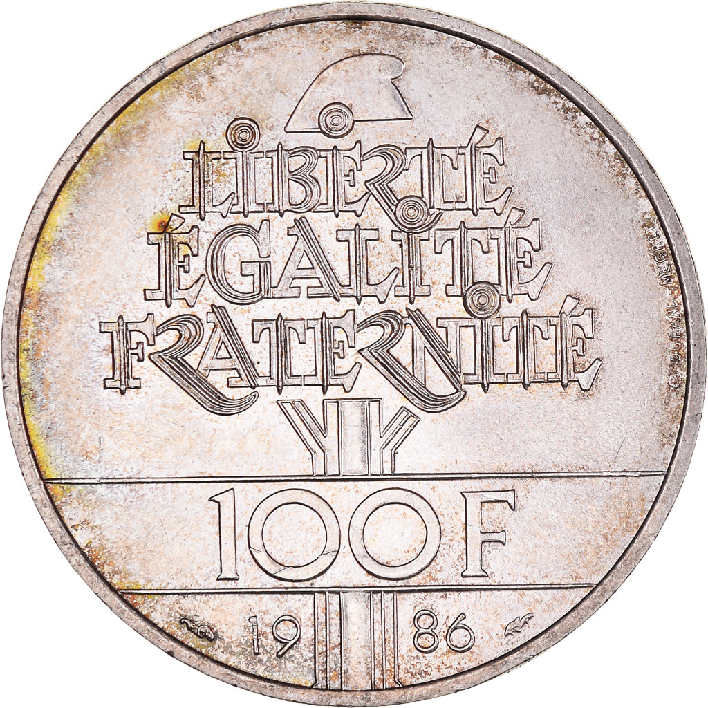 Coin, France, Statue de la Liberté, 100 Francs, 1986, AU(55-58), Silver