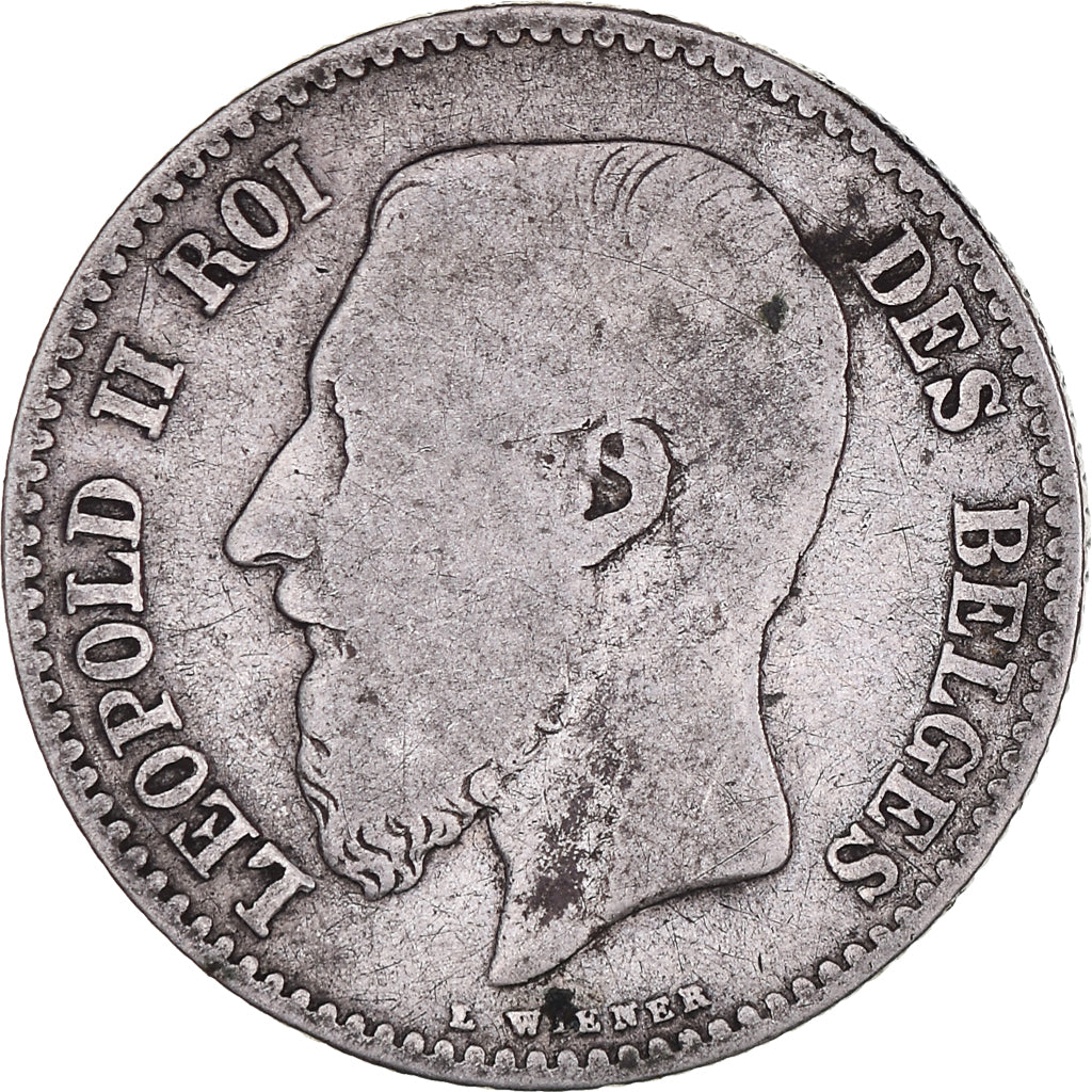 Coin, Belgium, Leopold II, Franc, 1867, Brussels, VF(20-25), Silver, KM:28.1