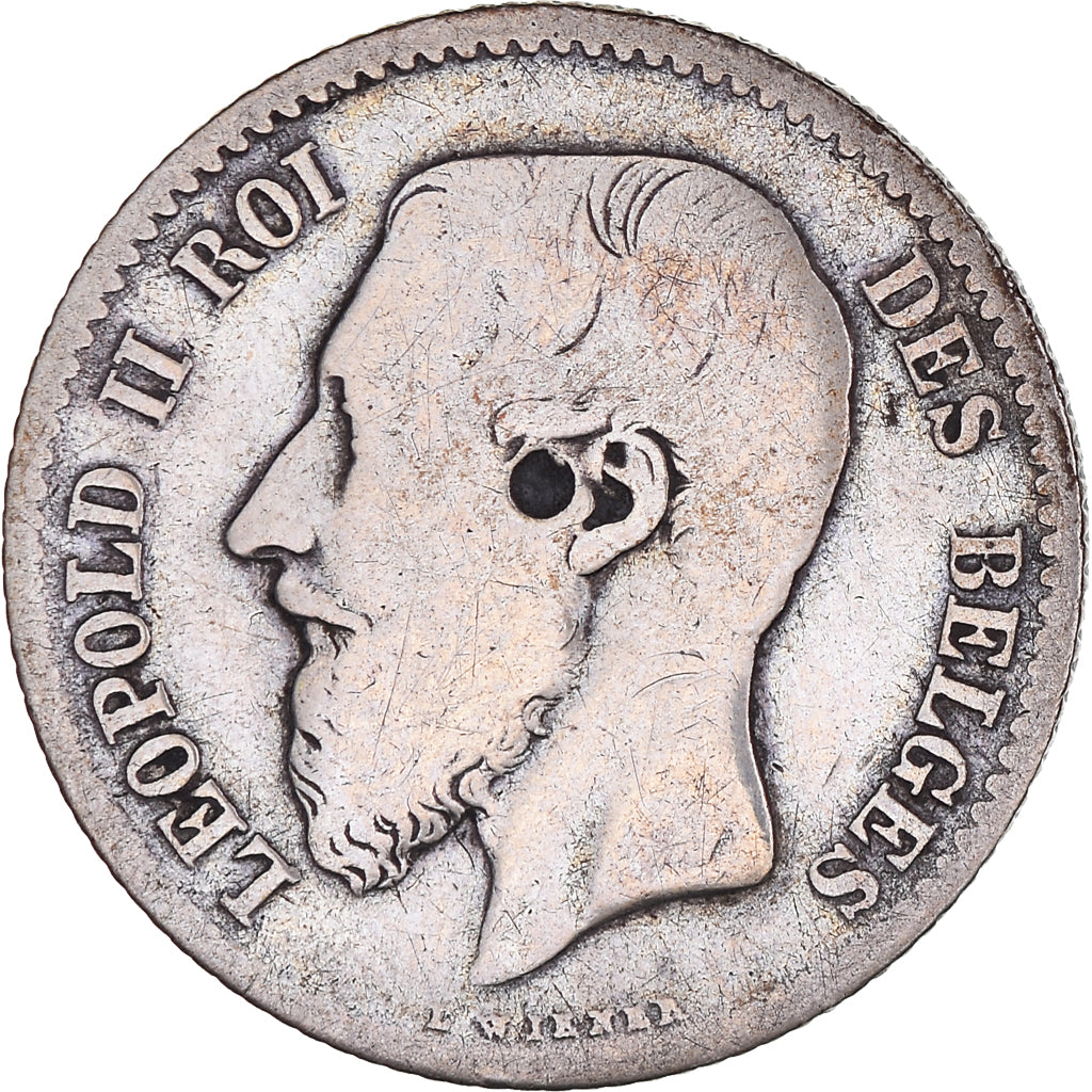 Coin, Belgium, Leopold II, Franc, 1867, Brussels, VF(20-25), Silver, KM:28.1