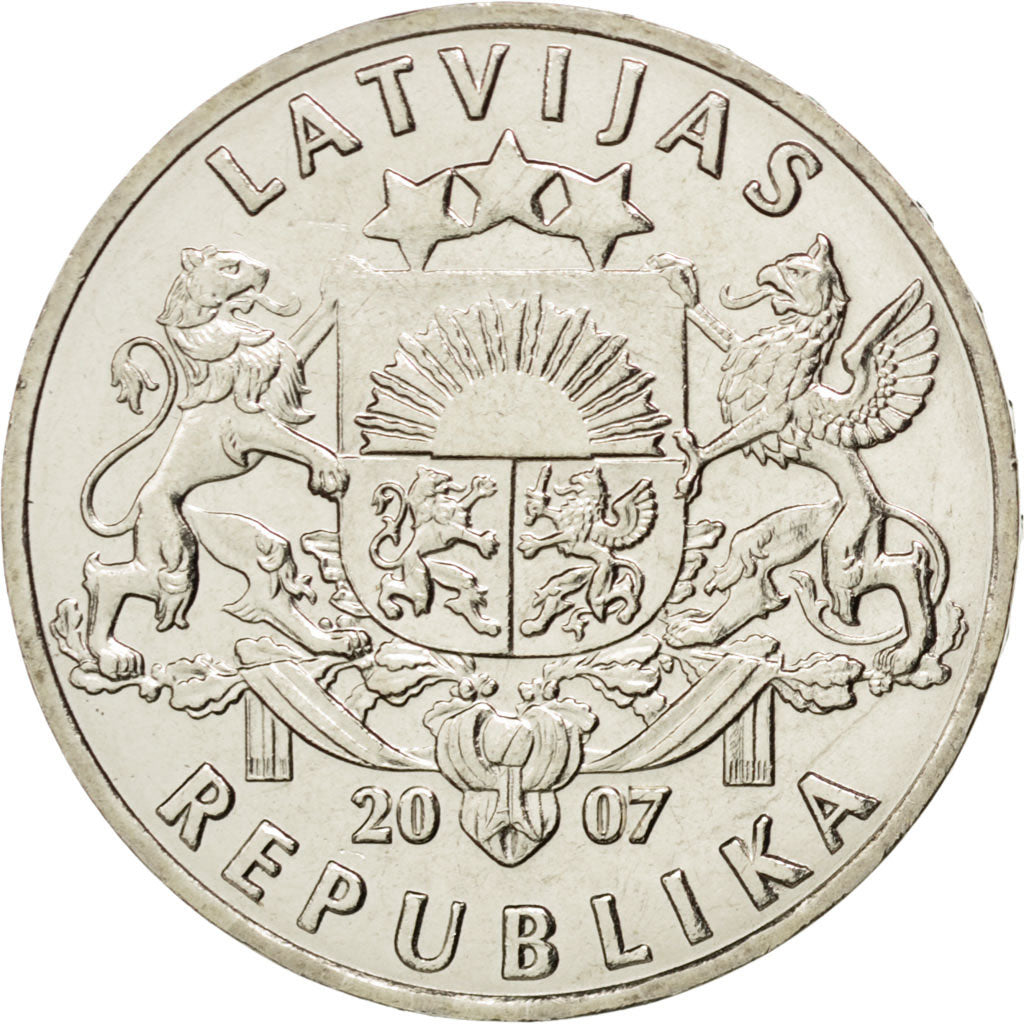 LATVIA, Lats, 2007, KM #12, MS(63), Copper-Nickel, 21.75, 4.78