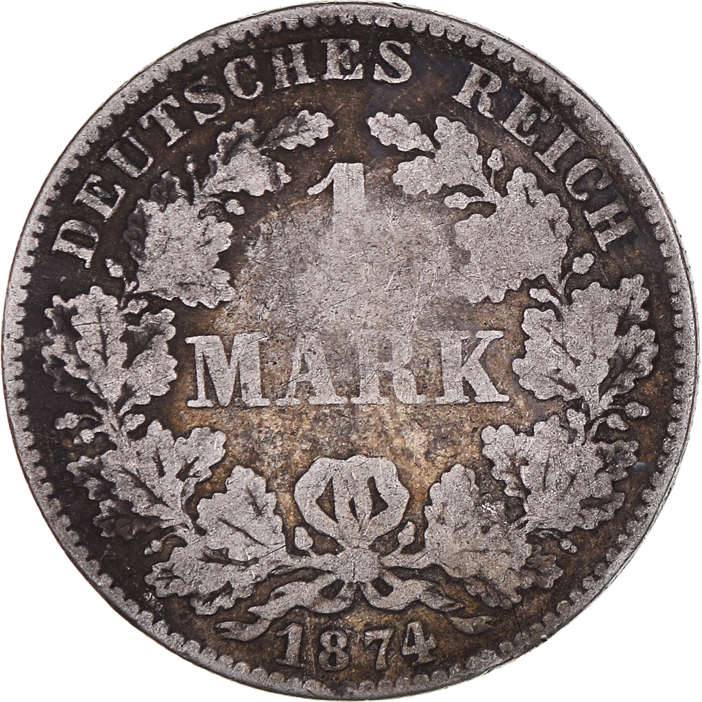 Coin, GERMANY - EMPIRE, Wilhelm I, Mark, 1874, Muldenhütten, VF(30-35), Silver