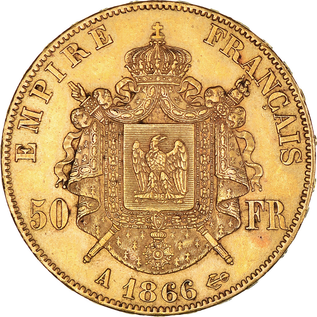 Coin, France, Napoleon III, Napoléon III, 50 Francs, 1866, Paris, AU(55-58)