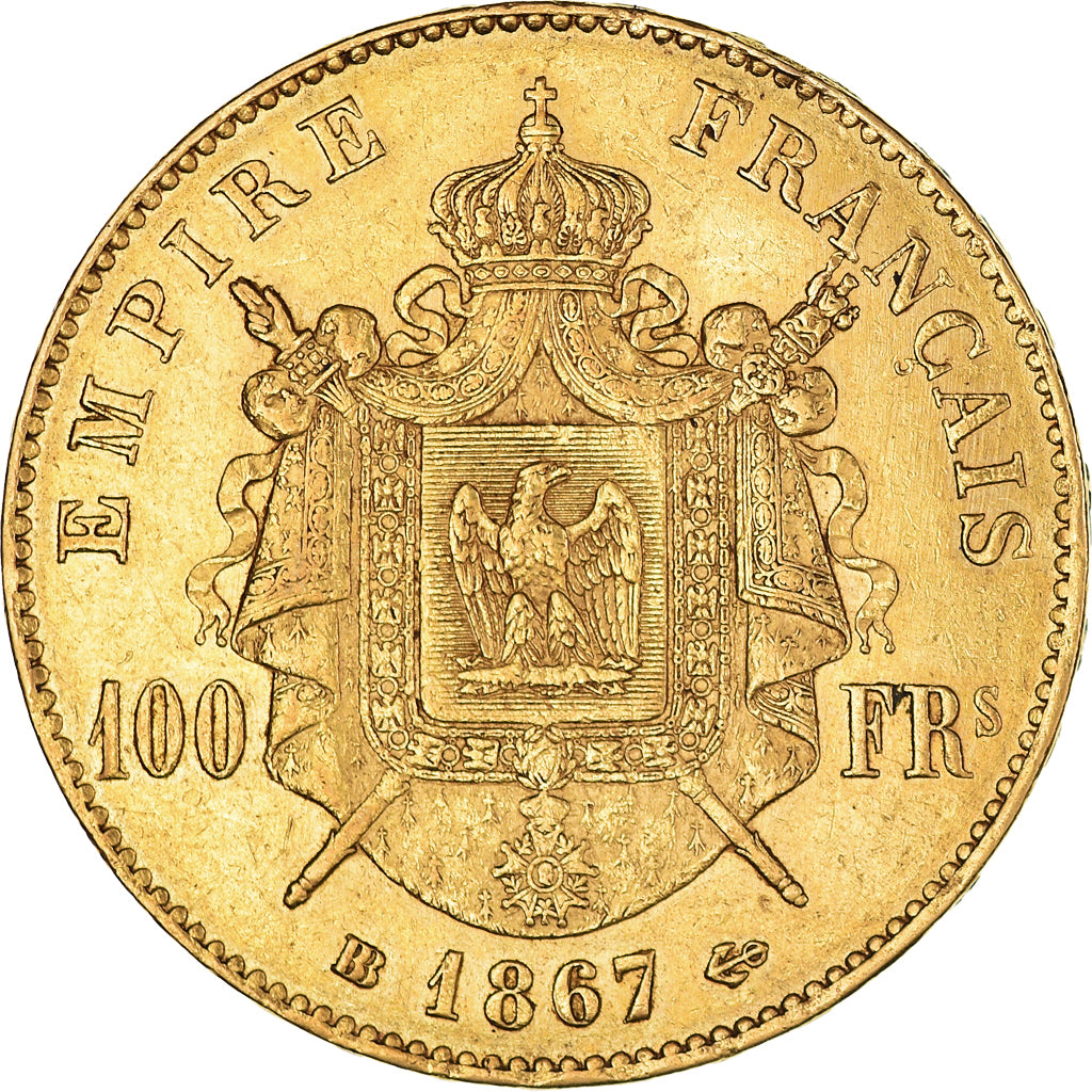 Munten, Frankrijk, Napoleon III, Napoléon III, 100 Francs, 1867, Strasbourg
