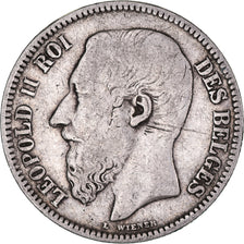 Coin, Belgium, Leopold II, 2 Francs, 2 Frank, 1868, VF(20-25), Silver, KM:30.1