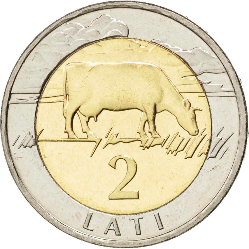 LATVIA, 2 Lati, 1999, KM #38, MS(63), Bi-Metallic, 26.3, 9.50