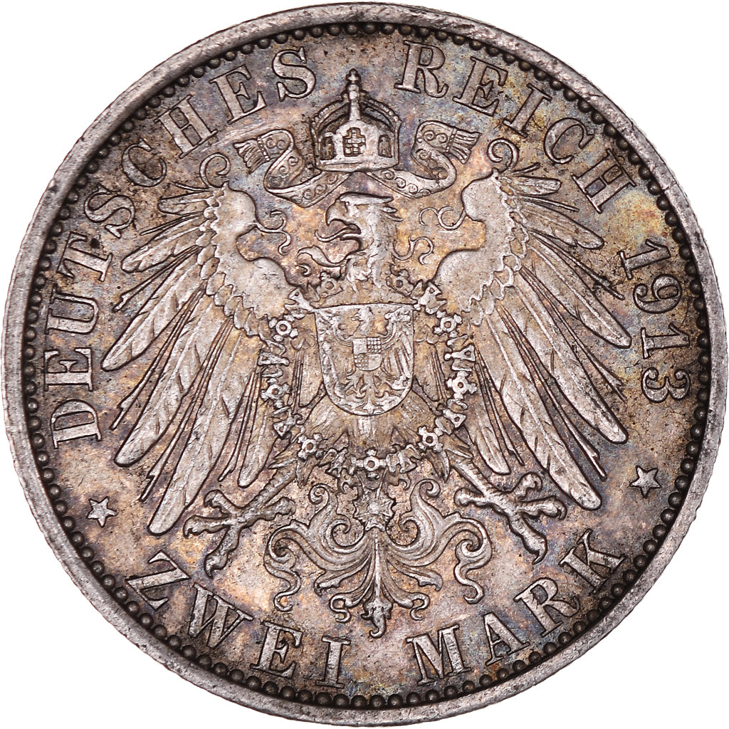 Münze, Deutsch Staaten, PRUSSIA, Wilhelm II, 2 Mark, 1913, Berlin, VZ, Silber