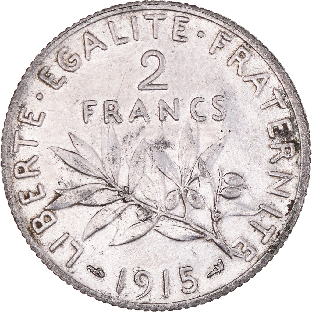 Coin, France, Semeuse, 2 Francs, 1915, Paris, AU(50-53), Silver, KM:845.1