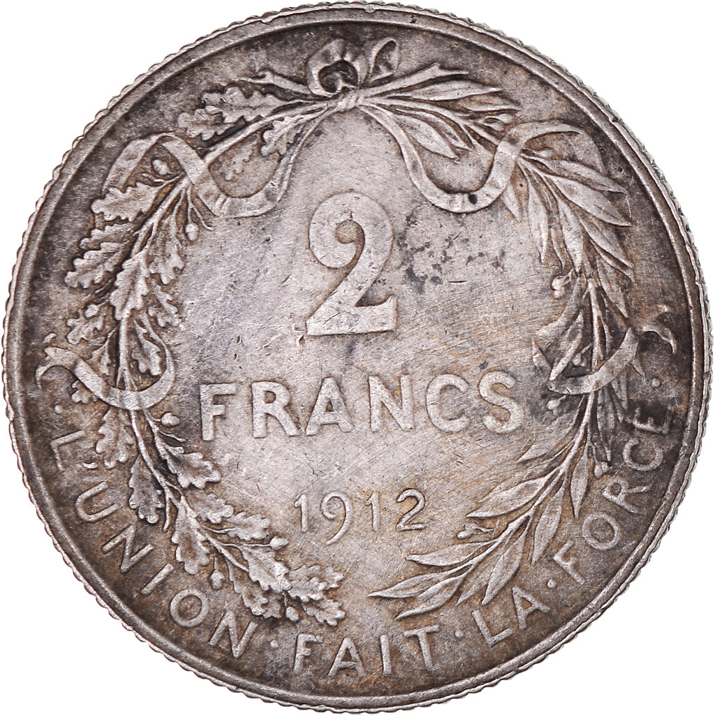 Coin, Belgium, 2 Francs, 2 Frank, 1912, EF(40-45), Silver, KM:74
