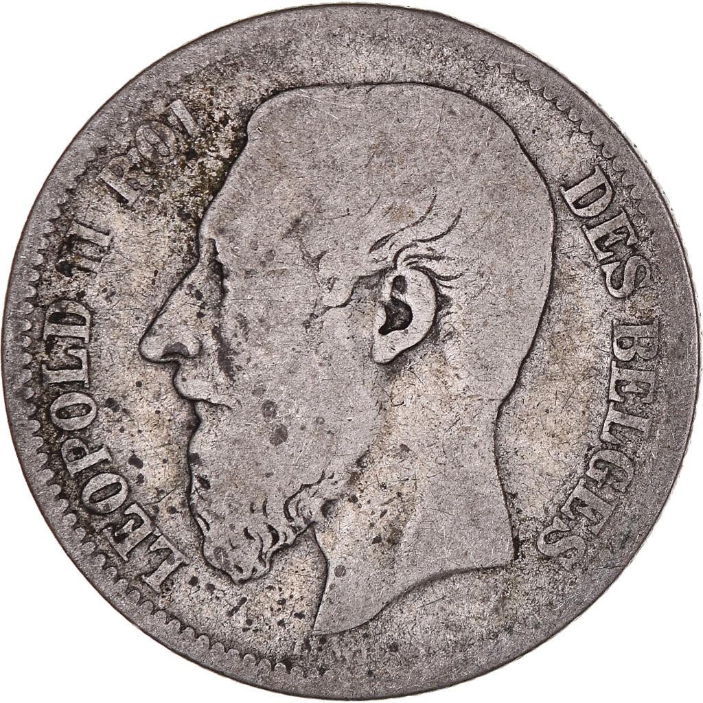 Moneta, Belgio, Leopold II, 2 Francs, 2 Frank, 1867, B+, Argento, KM:30.1