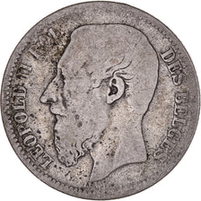 Moneta, Belgio, Leopold II, 2 Francs, 2 Frank, 1867, B+, Argento, KM:30.1