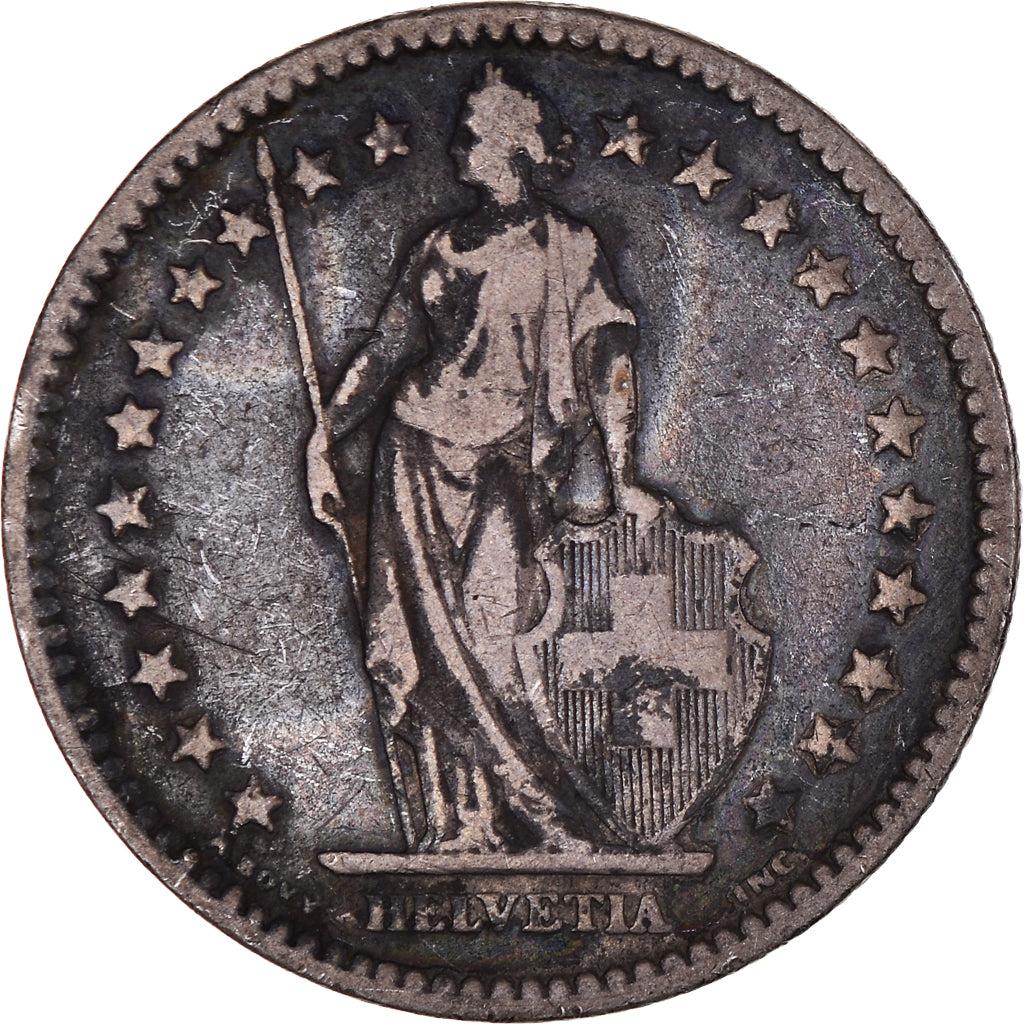 Coin, Switzerland, 2 Francs, 1878, Bern, VF(30-35), Silver, KM:21
