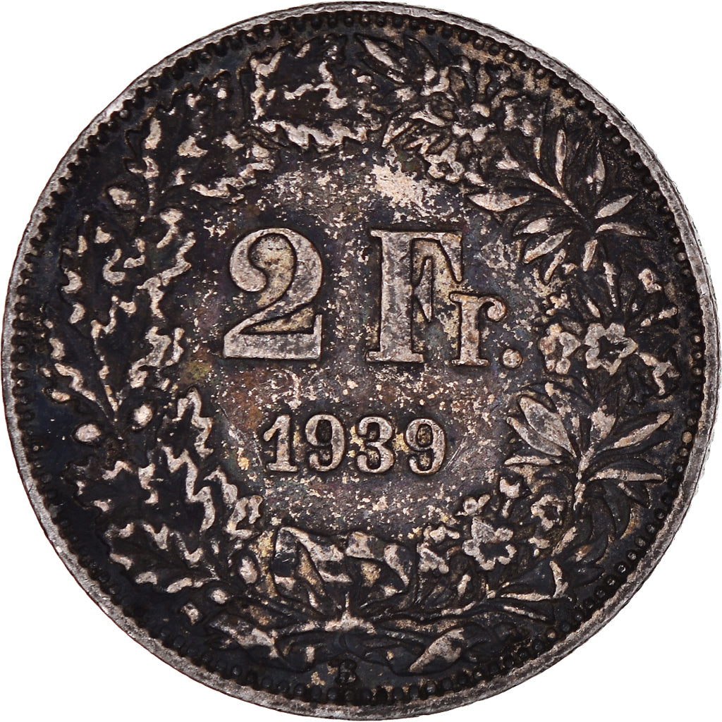 Moneta, Svizzera, 2 Francs, 1939, Bern, MB+, Argento, KM:21