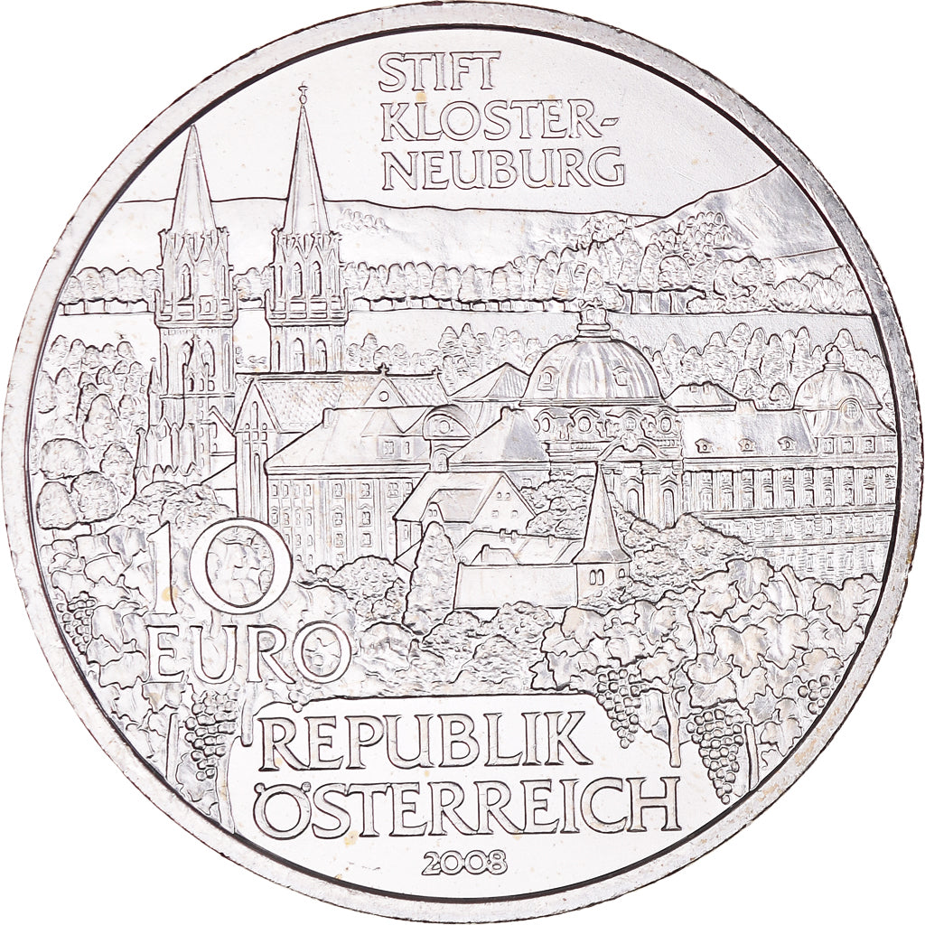 Austria, 10 Euro, Klosterneuburg Abby, 2008, Vienna, MS(65-70), Silver, KM:3157