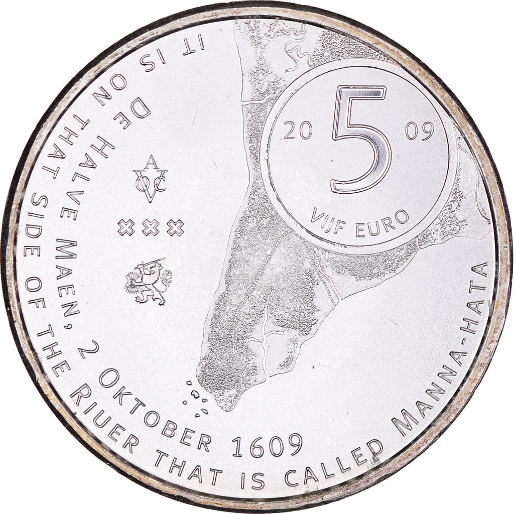 Netherlands, 5 Euro, 2009, MS(65-70), Beatrix, Silver Plated Copper, KM:282a