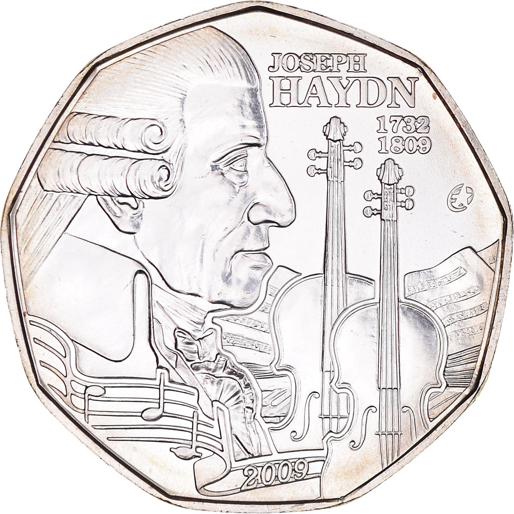 Austria, 5 Euro, Joseph Haydn, 2009, MS(64), Silver, KM:3170