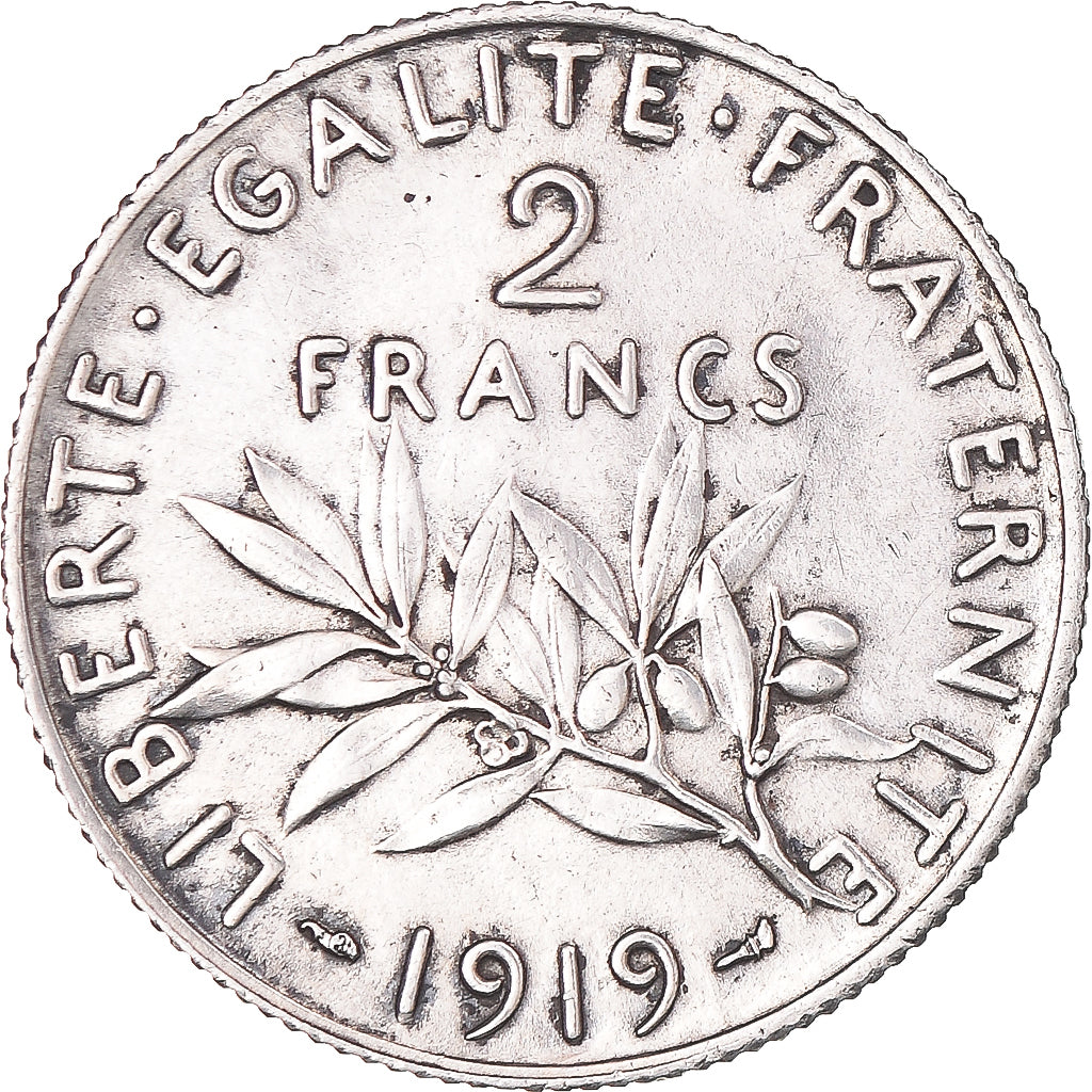 Coin, France, Semeuse, 2 Francs, 1919, Paris, AU(50-53), Silver, KM:845.1