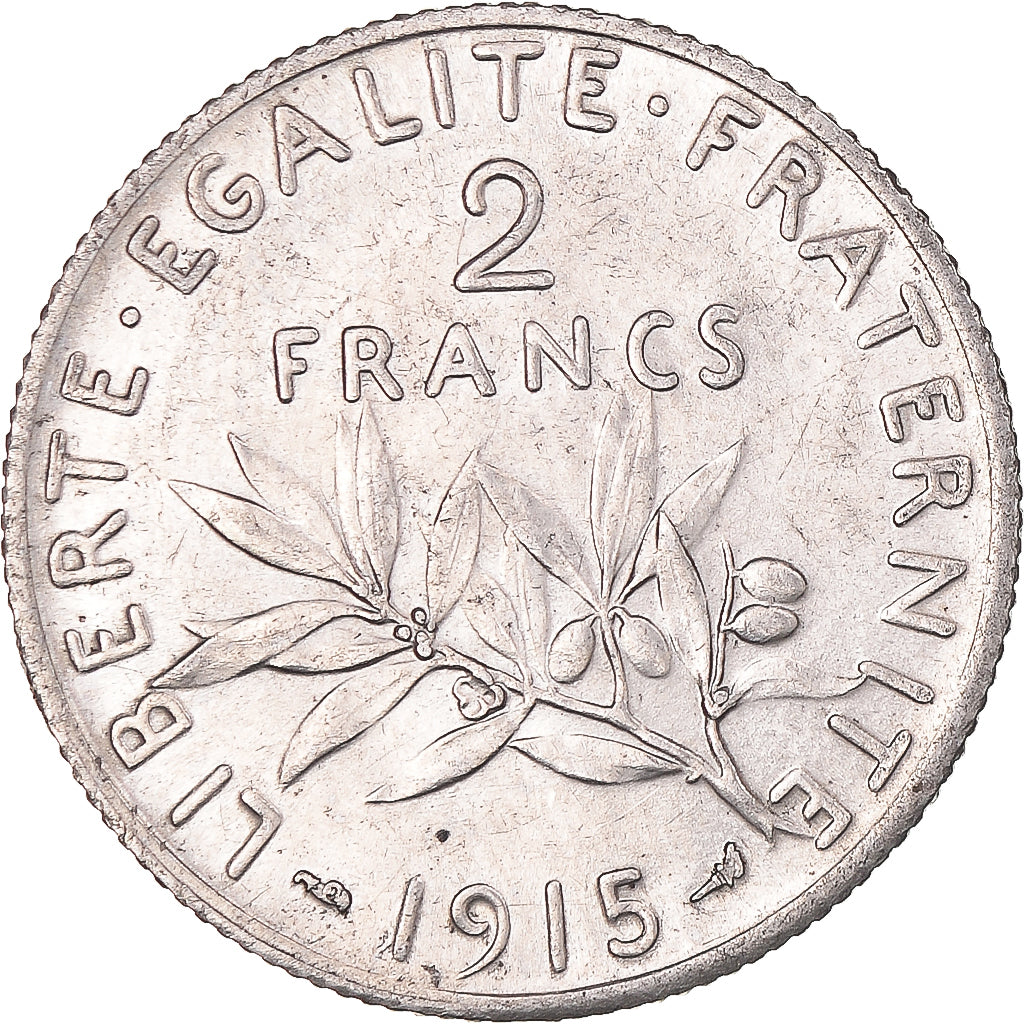 Coin, France, Semeuse, 2 Francs, 1915, Paris, AU(55-58), Silver, KM:845.1