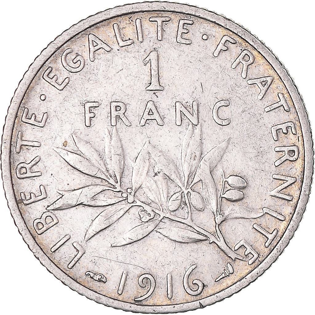 Coin, France, Semeuse, Franc, 1916, Paris, EF(40-45), Silver, KM:844.1
