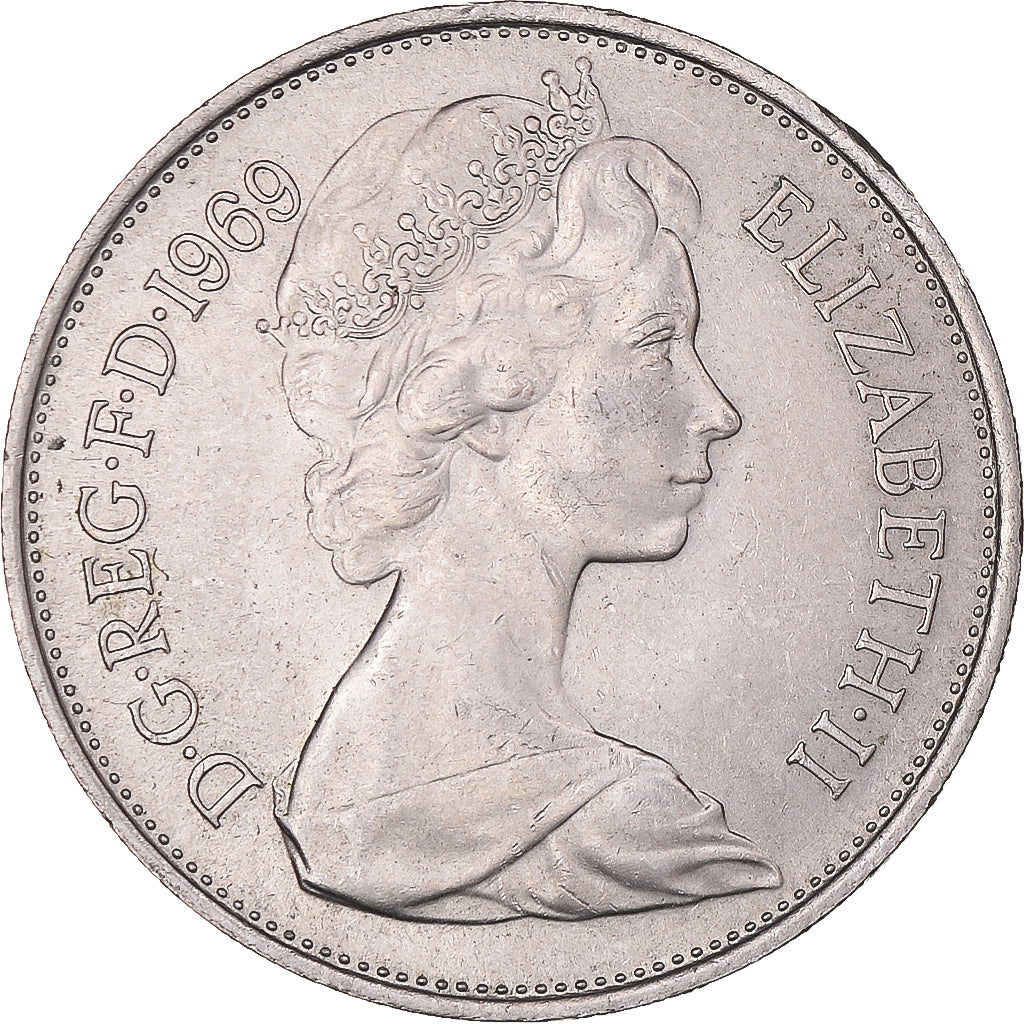 Moeda, Grã-Bretanha, Elizabeth II, 10 New Pence, 1969, MS(63), Cobre-níquel