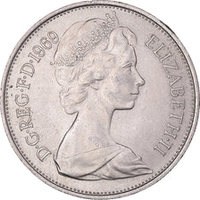 Moeda, Grã-Bretanha, Elizabeth II, 10 New Pence, 1969, MS(63), Cobre-níquel