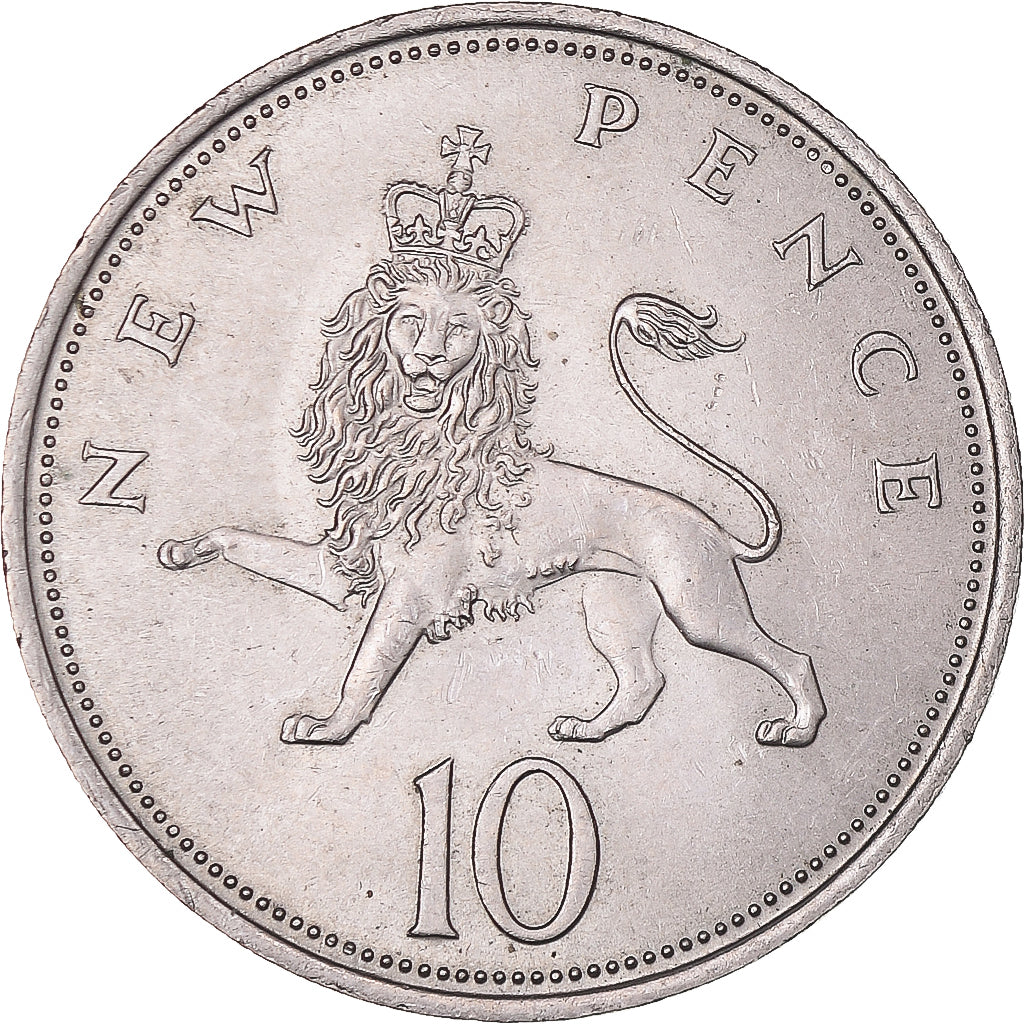 Moeda, Grã-Bretanha, Elizabeth II, 10 New Pence, 1969, MS(63), Cobre-níquel