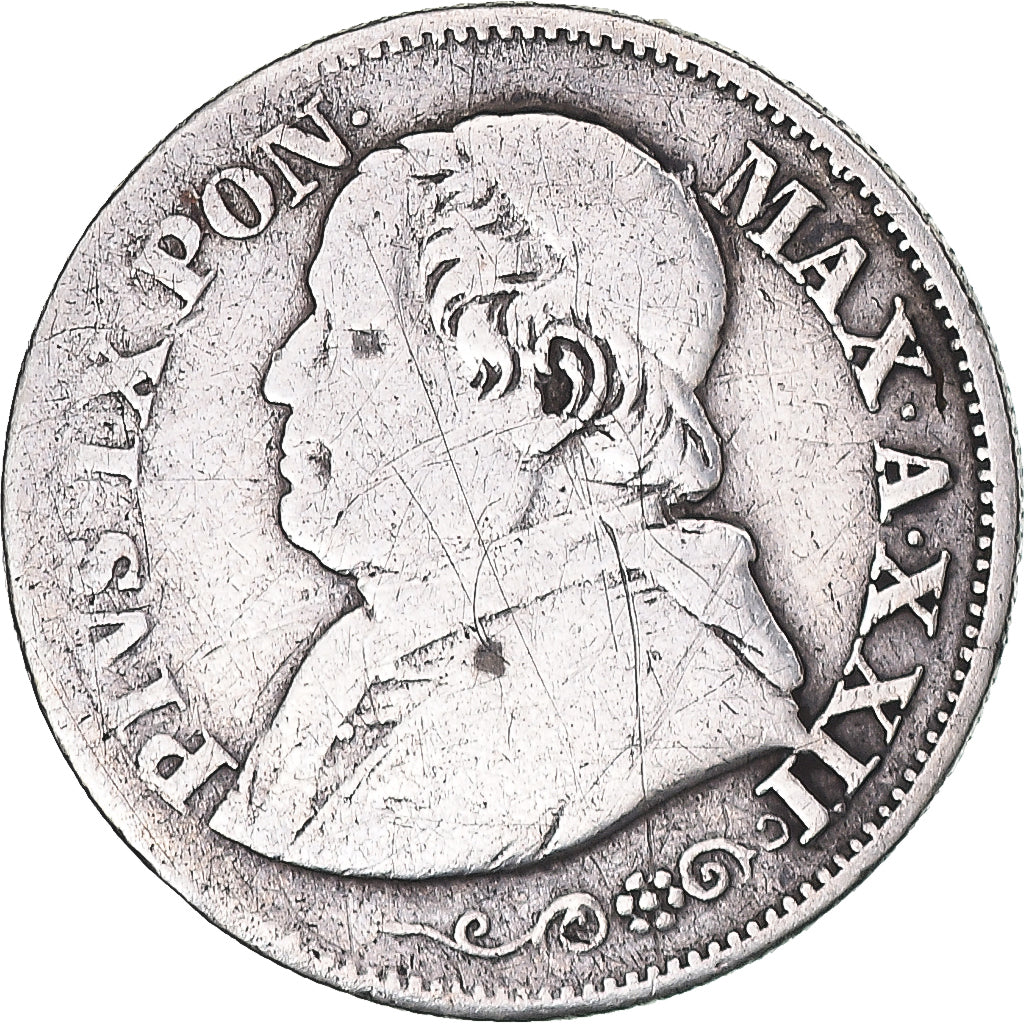 Moneta, DEPARTAMENTY WŁOSKIE, PAPAL STATES, Pius IX, 10 Soldi, 50 Centesimi