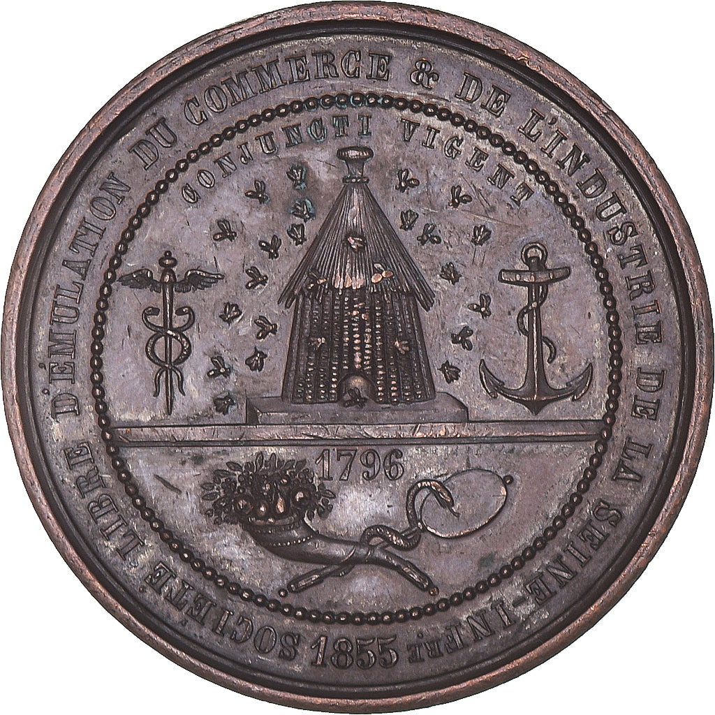 France, Medal, Société d'Emulation, Commerce et Industrie, Seine Inf., 1855