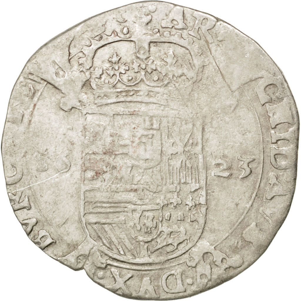 SPANISH NETHERLANDS, Escalin, 1623, Bruges, KM #31, EF(40-45), Silver, 4.99