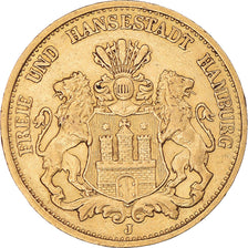 Moneda, Estados alemanes, HAMBURG, 20 Mark, 1893, Hamburg, MBC+, Oro, KM:618
