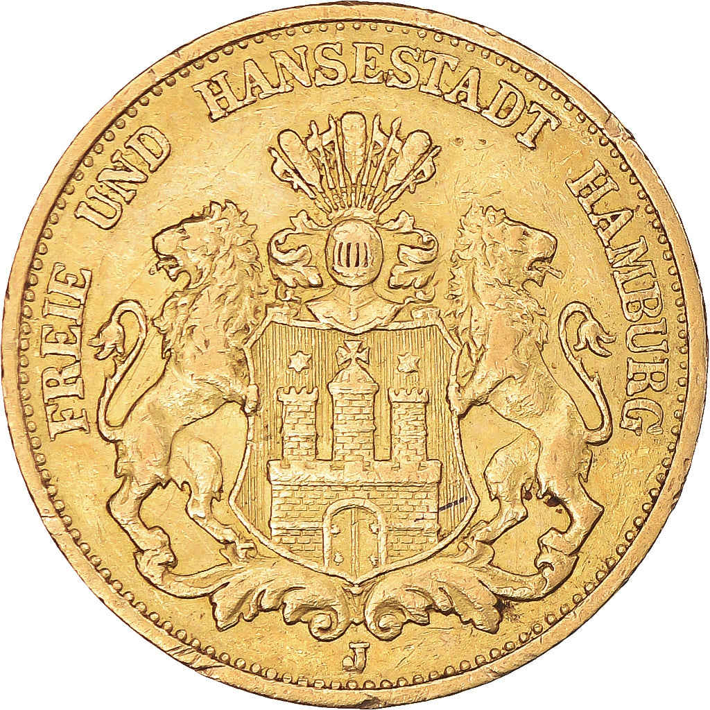 Moneda, Estados alemanes, HAMBURG, 20 Mark, 1897, Hamburg, MBC, Oro, KM:618