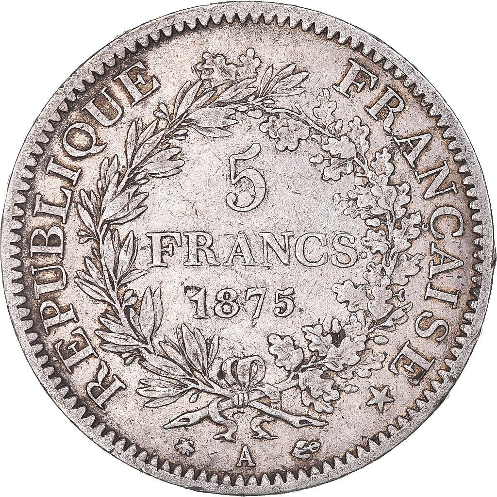 Coin, France, Hercule, 5 Francs, 1875, Paris, VF(30-35), Silver, KM:820.1