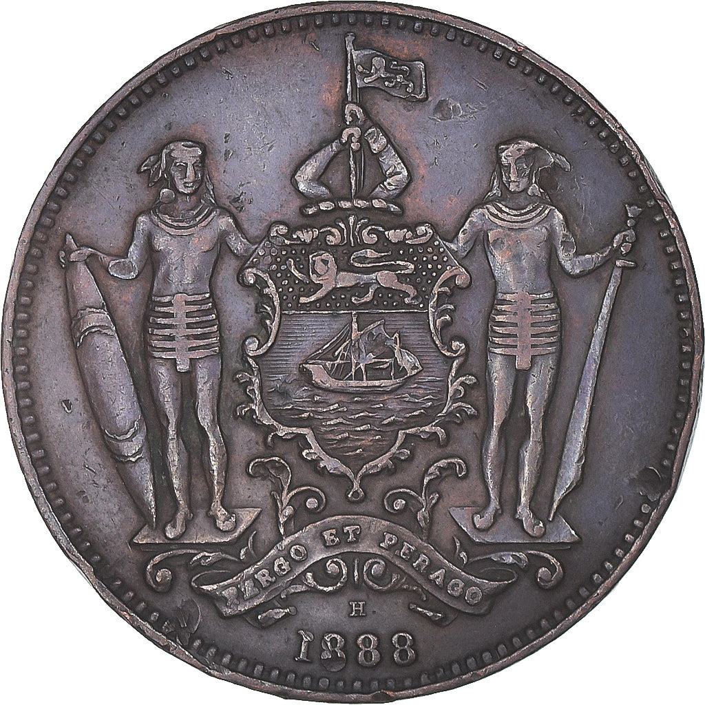 Coin, BRITISH NORTH BORNEO, Cent, 1888, Heaton, Birmingham, VF(30-35), Bronze