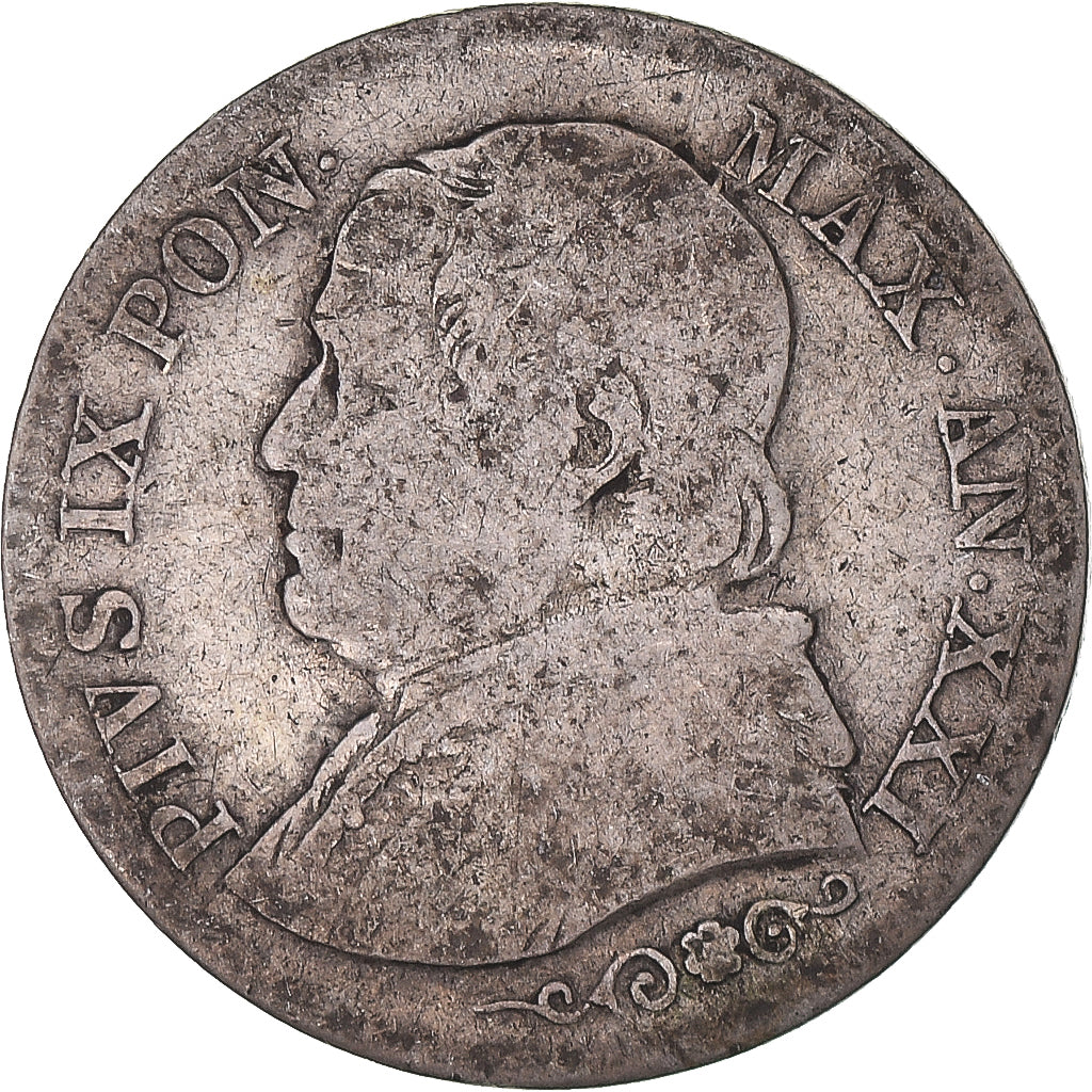 Moneta, STATI ITALIANI, PAPAL STATES, Pius IX, Lira, 1866, Roma, MB, Argento