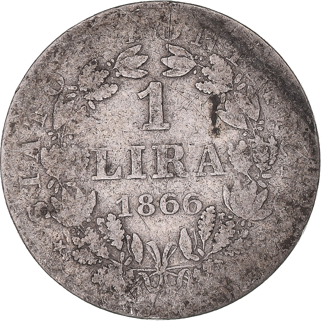 Moneta, STATI ITALIANI, PAPAL STATES, Pius IX, Lira, 1866, Roma, MB, Argento