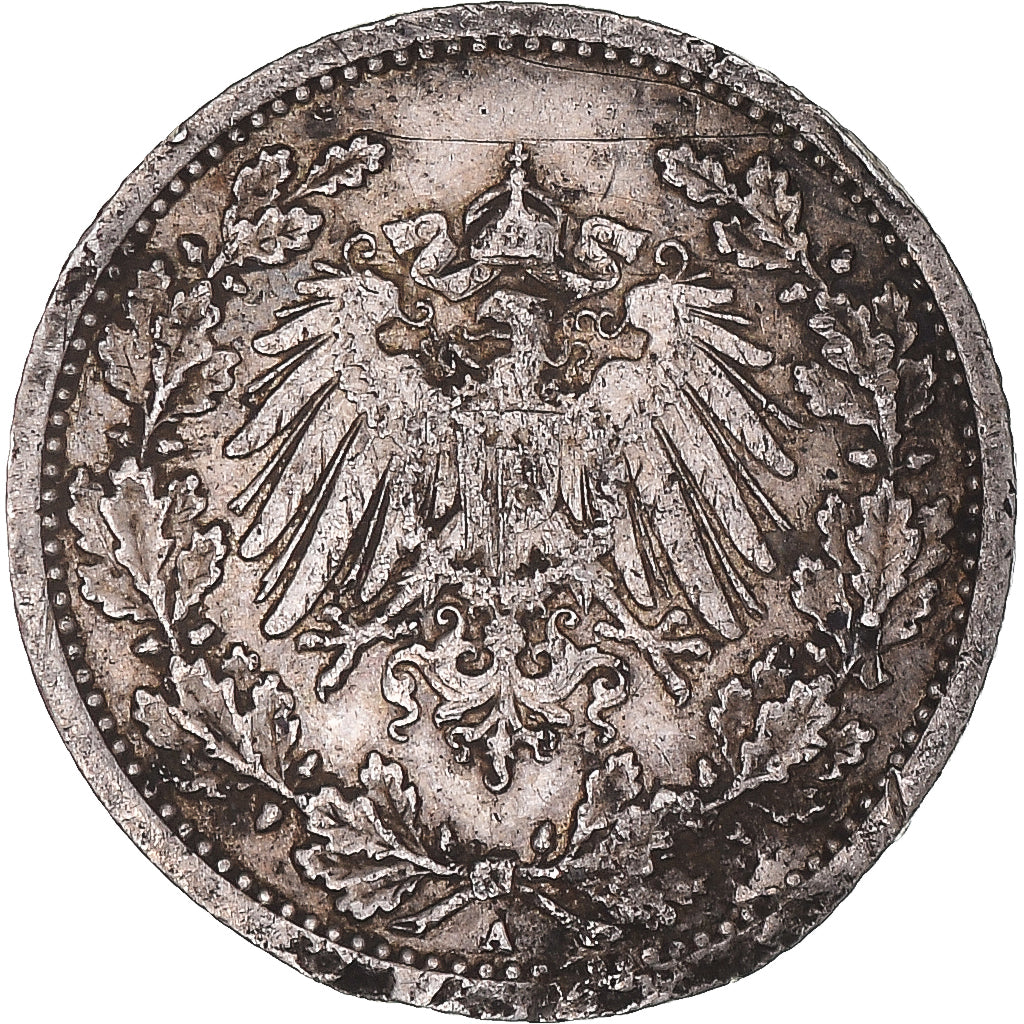 Coin, GERMANY - EMPIRE, 1/2 Mark, 1913, Berlin, VF(20-25), Silver, KM:17