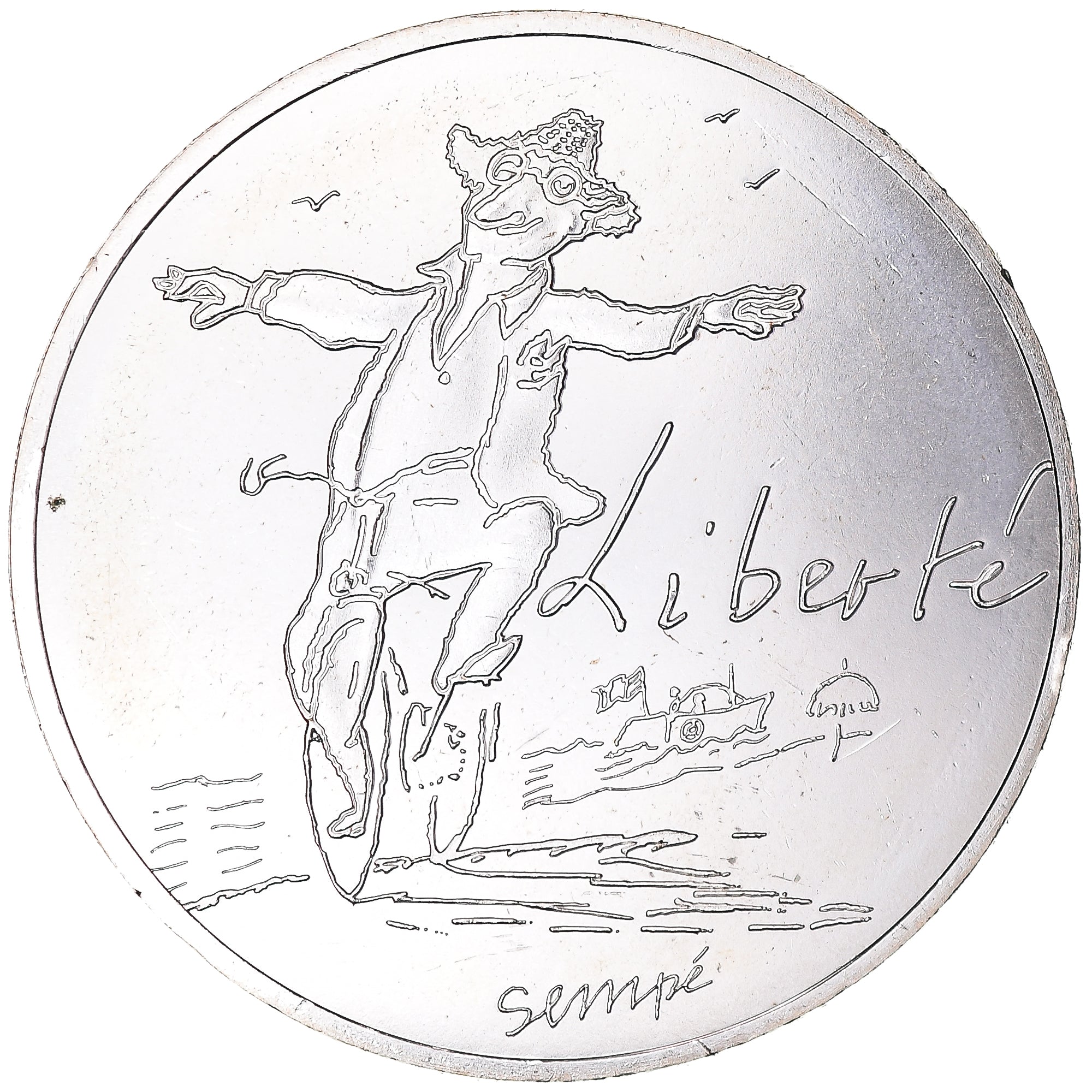 France, 10 Euro, Liberté Eté Sempé, 2014, Paris, MS(65-70), Silver