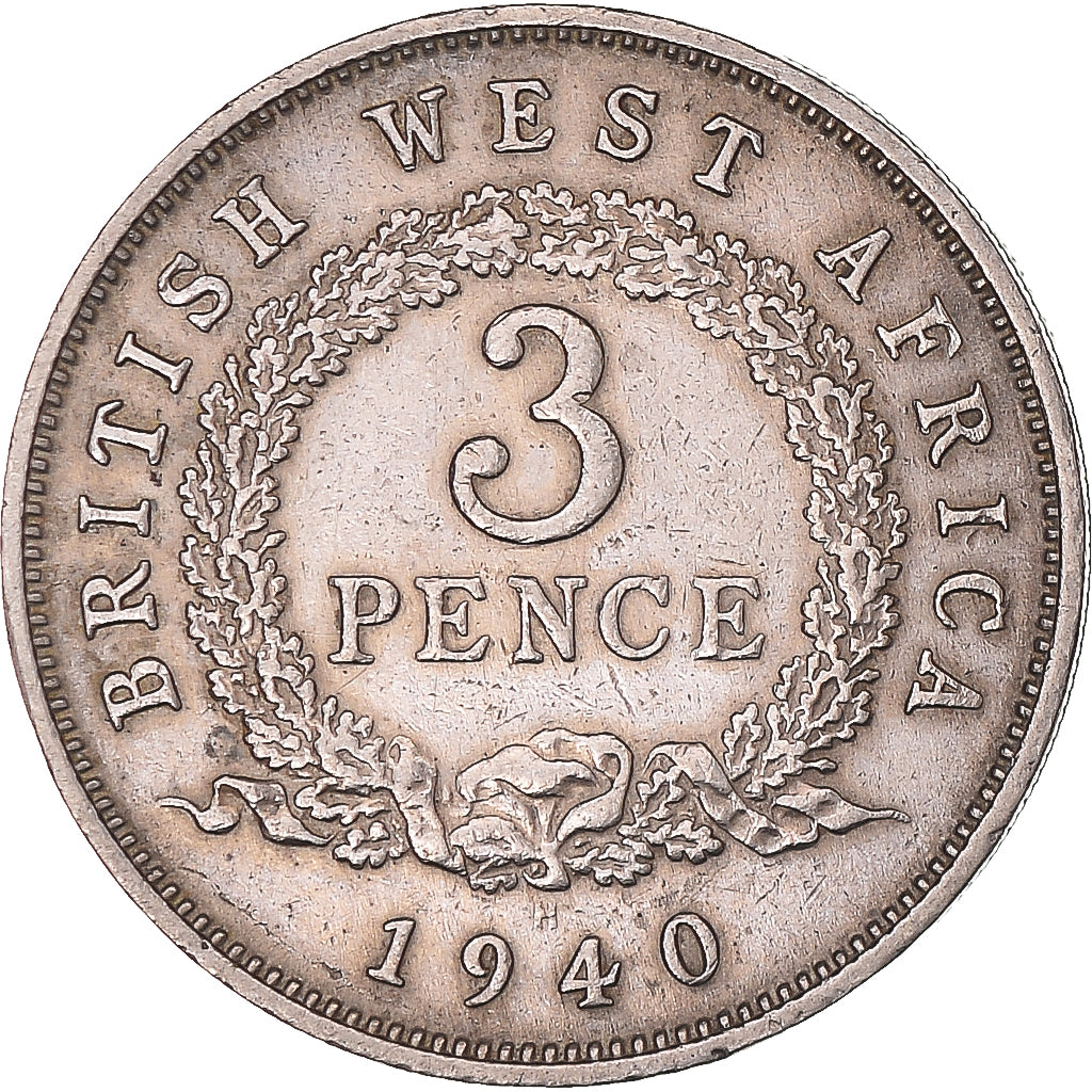 Coin, BRITISH WEST AFRICA, George VI, 3 Pence, 1940, VF(30-35), Copper-nickel