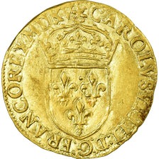 Monnaie, France, Ecu d'or, 1565, La Rochelle, TTB+, Or, Sombart:4904