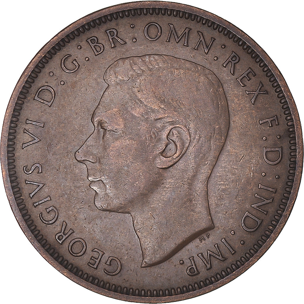 Coin, Great Britain, George VI, 1/2 Penny, 1942, AU(50-53), Bronze, KM:844