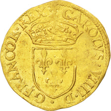 Munten, Frankrijk, Ecu d'or, 1568, Rouen, ZF, Goud, Sombart:4904