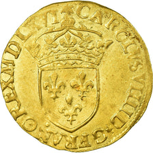 Coin, France, Ecu d'or, 1566, Paris, AU(50-53), Gold, Sombart:4904