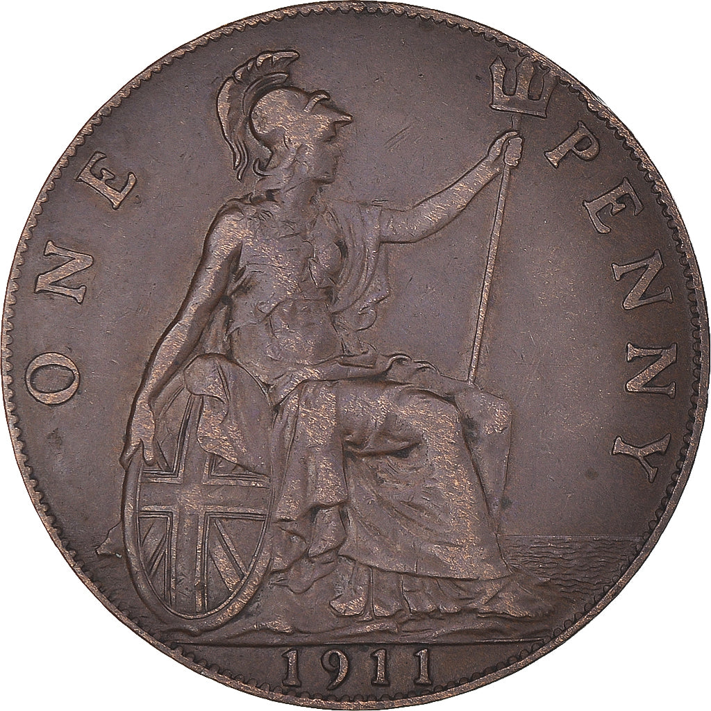 Coin, Great Britain, George V, Penny, 1911, EF(40-45), Bronze, KM:810