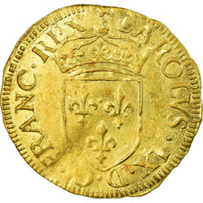 Moeda, França, Charles IX, Ecu d'or, 1566, Rouen, AU(50-53), Dourado